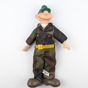 Vintage Beetle Bailey Plush Doll 15” Military Uniform Vinyl Head